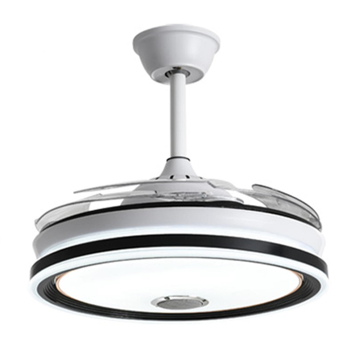 Modern Round Clear Blade Ceiling Fan with LED Light Image - 15