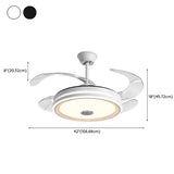 Modern Round Clear Blade Ceiling Fan with LED Light #size