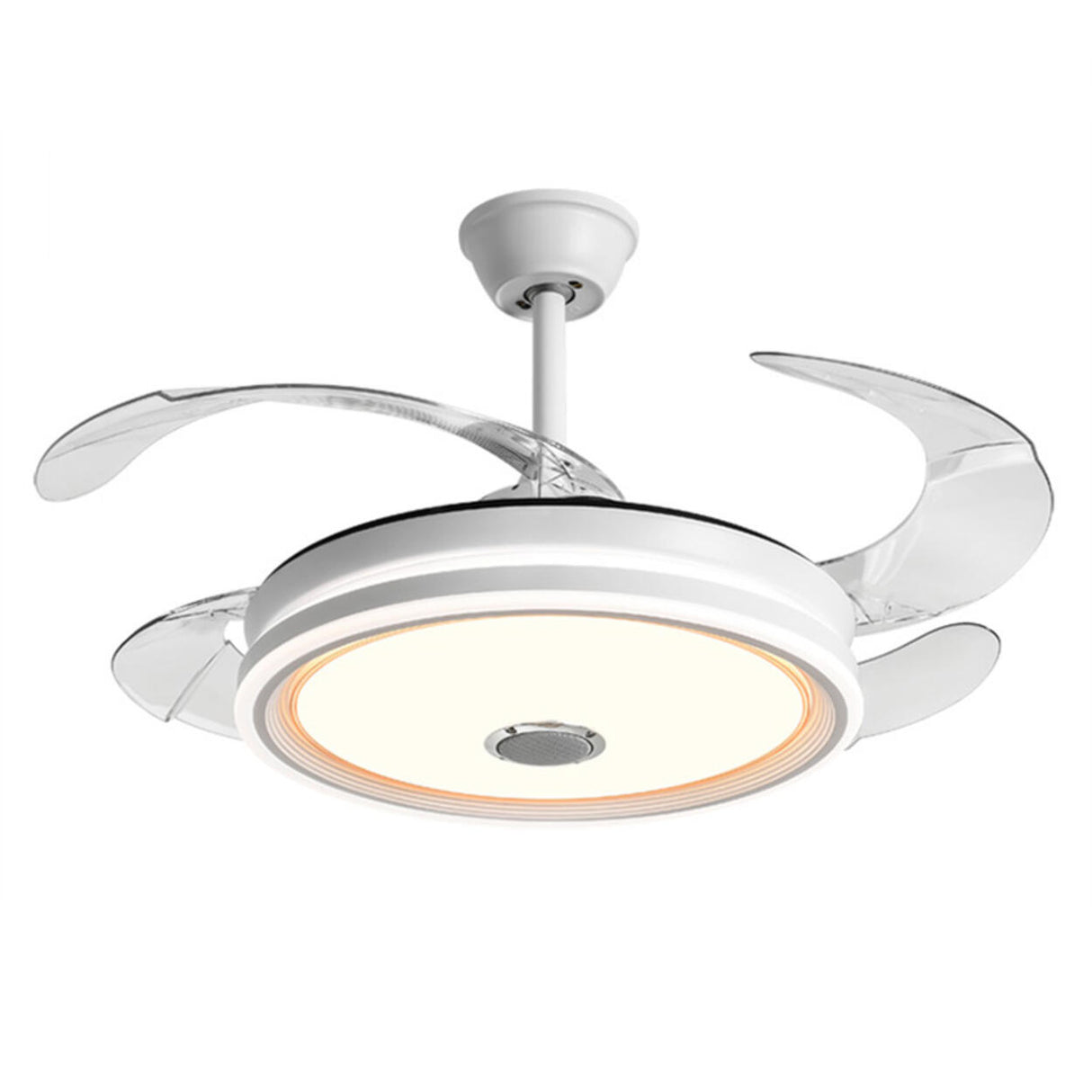 Modern Round Clear Blade Ceiling Fan with LED Light Image - 5