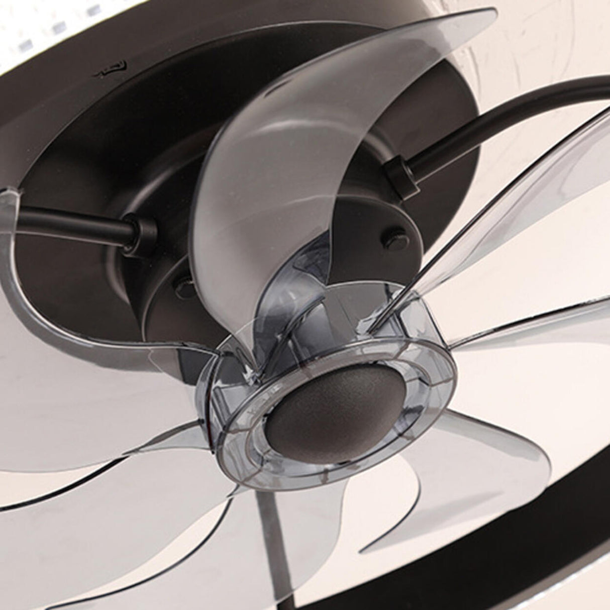 Modern Round Clear Blades Ceiling Fan with LED Light Image - 11