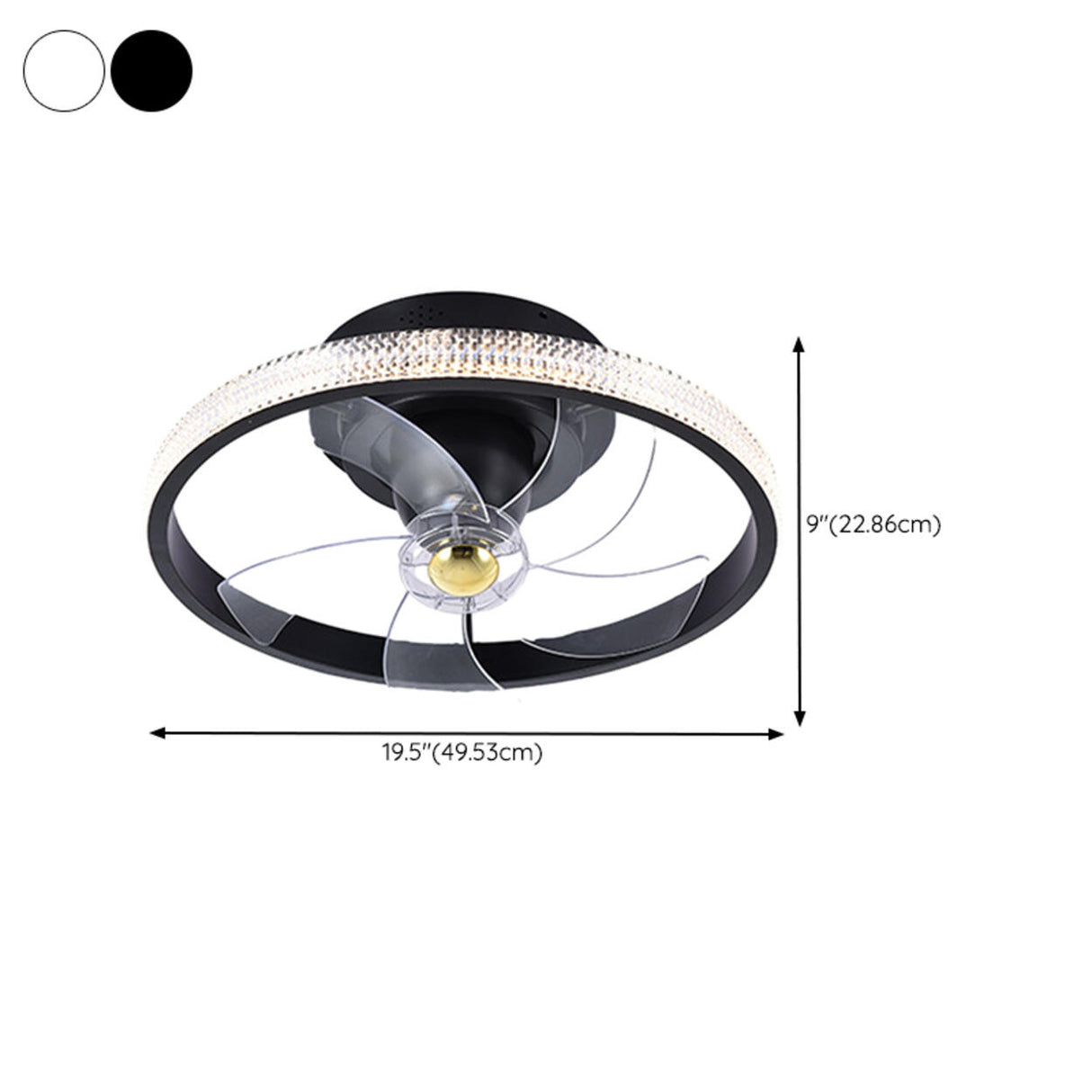 Modern Round Clear Blades Ceiling Fan with LED Light 