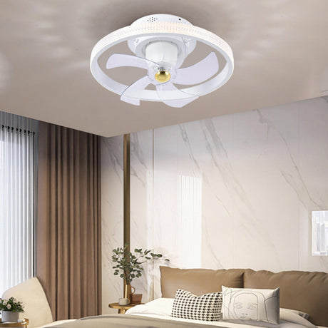 Modern Round Clear Blades Ceiling Fan with LED Light Image - 2