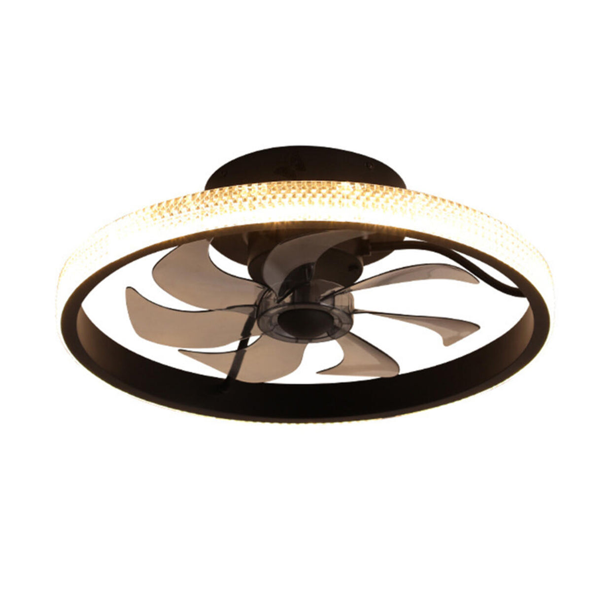 Modern Round Clear Blades Ceiling Fan with LED Light Image - 5