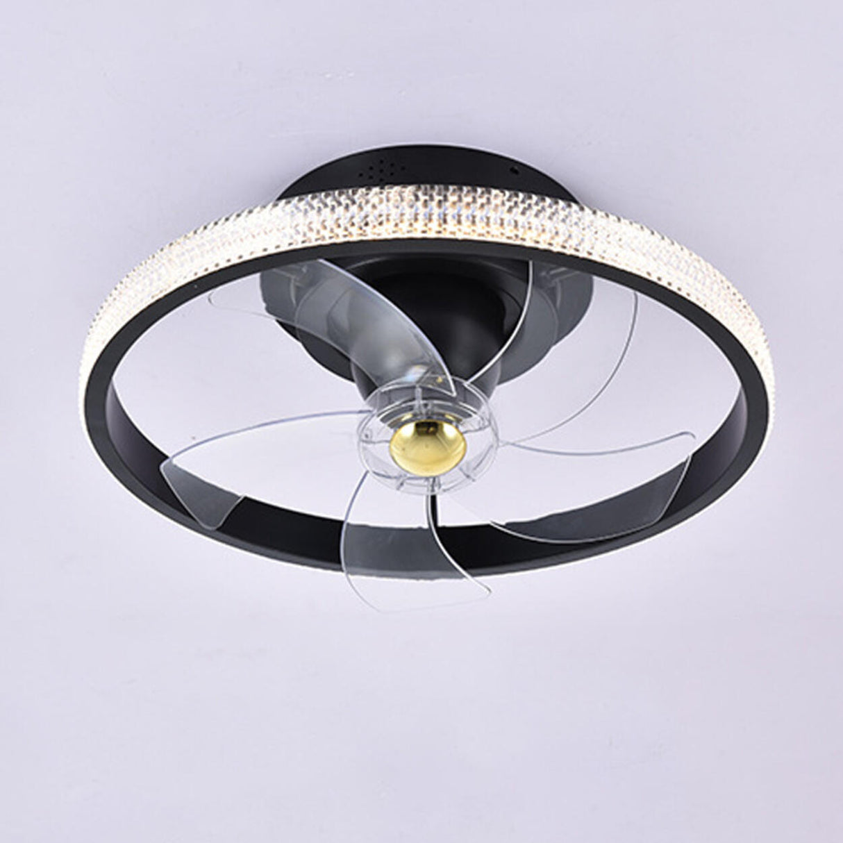 Modern Round Clear Blades Ceiling Fan with LED Light Image - 7