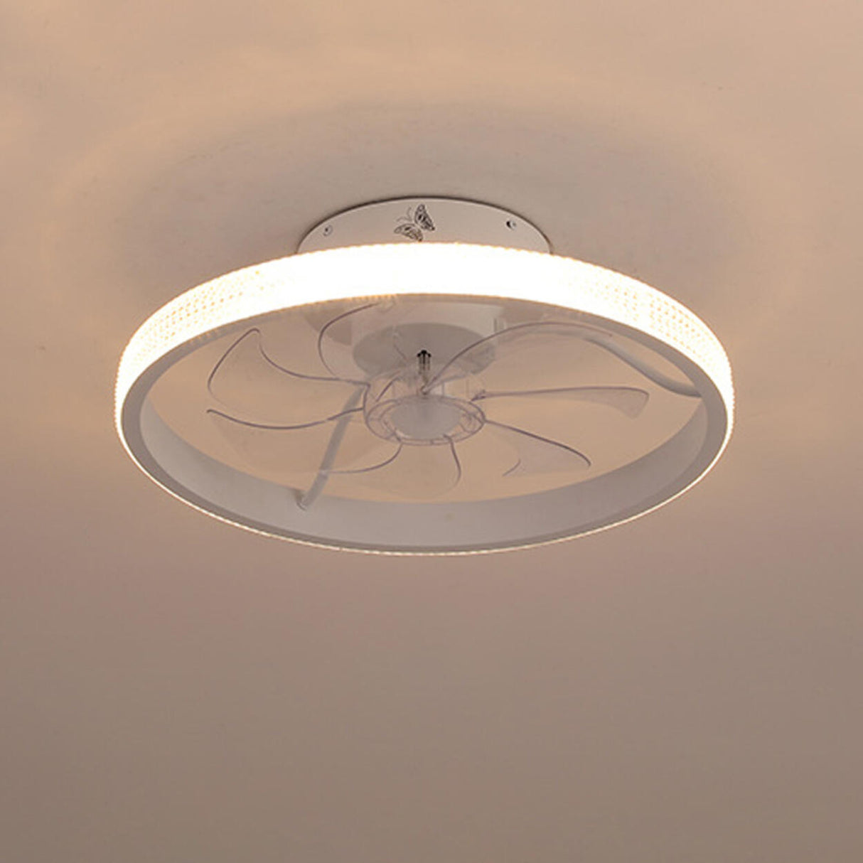 Modern Round Clear Blades Ceiling Fan with LED Light Image - 8