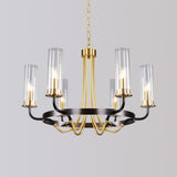 Modern Round Clear Glass Cylinder Chandelier Flexible Length Image - 11