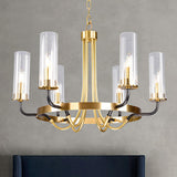 Modern Round Clear Glass Cylinder Chandelier Flexible Length Image - 3