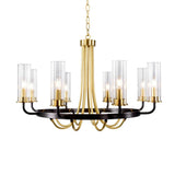 Modern Round Clear Glass Cylinder Chandelier Flexible Length Image - 7