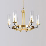 Modern Round Clear Glass Cylinder Chandelier Flexible Length Image - 9