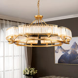 Contemporary Round Crystal Gold Living Room Chandelier Image - 1