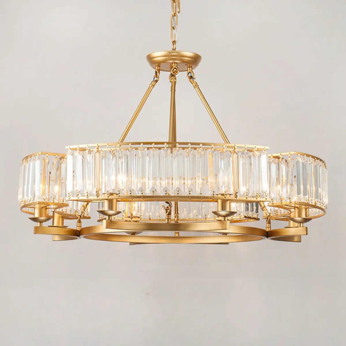 Contemporary Round Crystal Gold Living Room Chandelier Image - 10