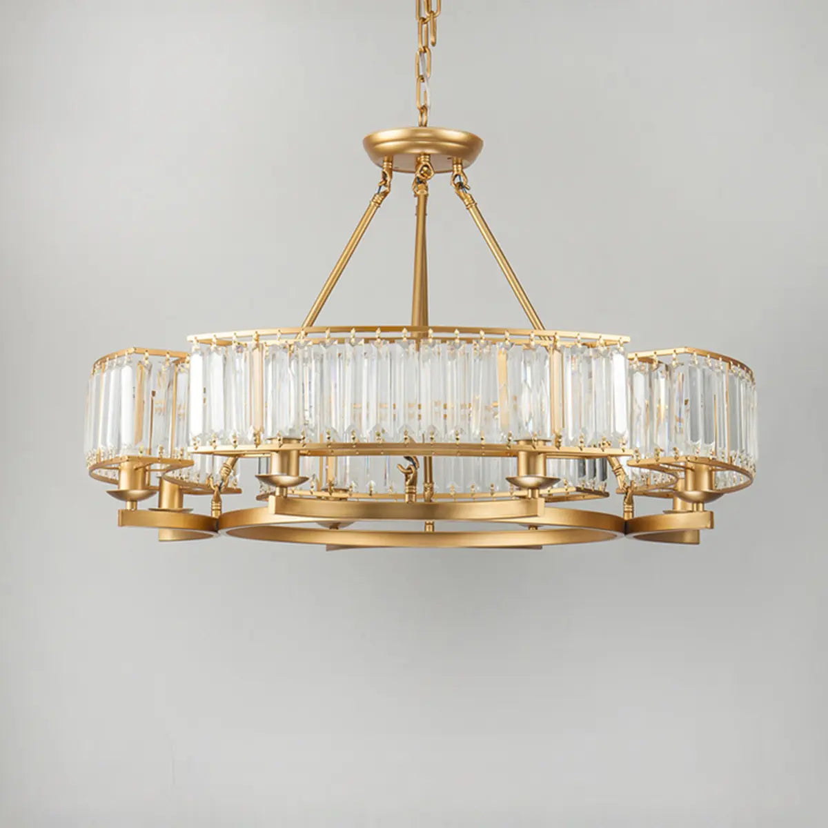 Contemporary Round Crystal Gold Living Room Chandelier Image - 12