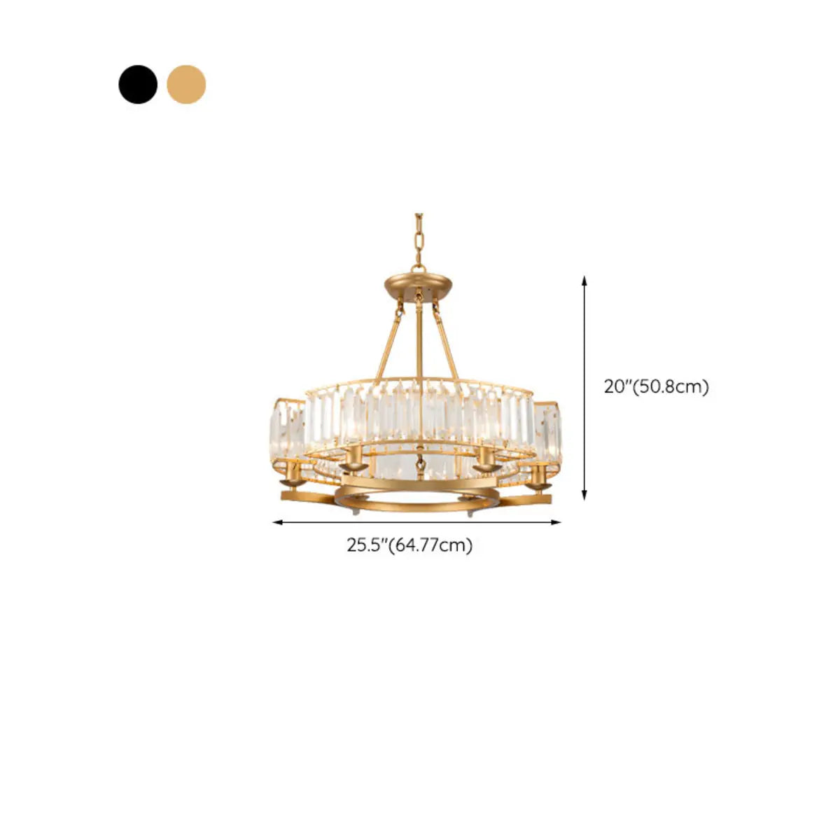 Contemporary Round Crystal Gold Living Room Chandelier 