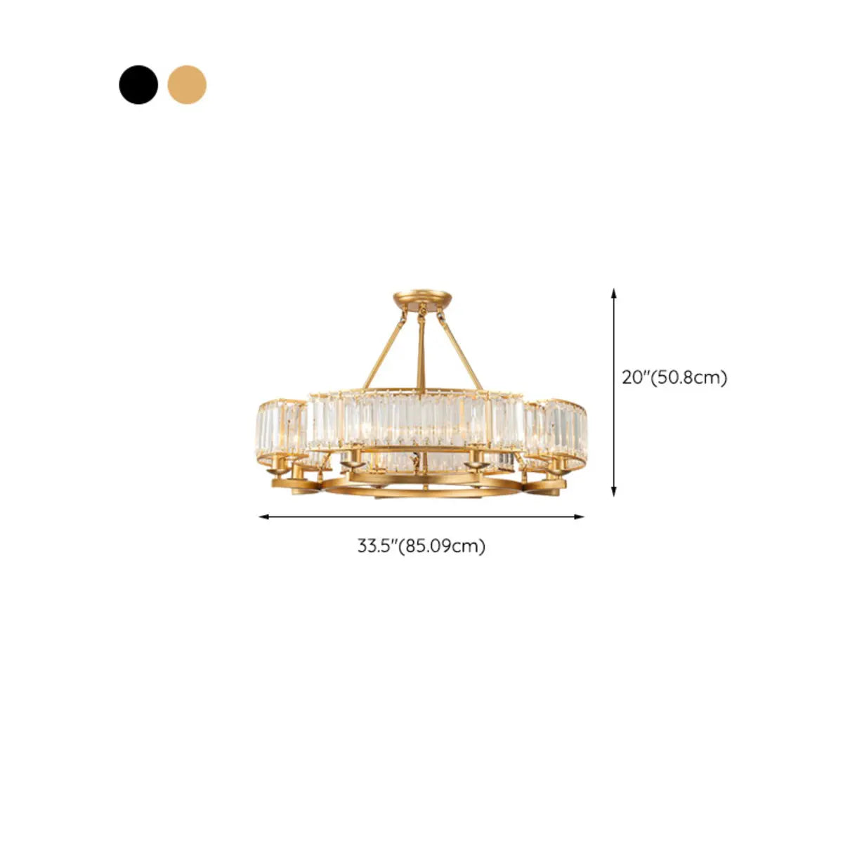 Contemporary Round Crystal Gold Living Room Chandelier Image - 18