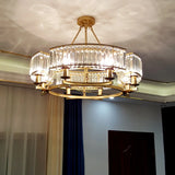 Contemporary Round Crystal Gold Living Room Chandelier Image - 4