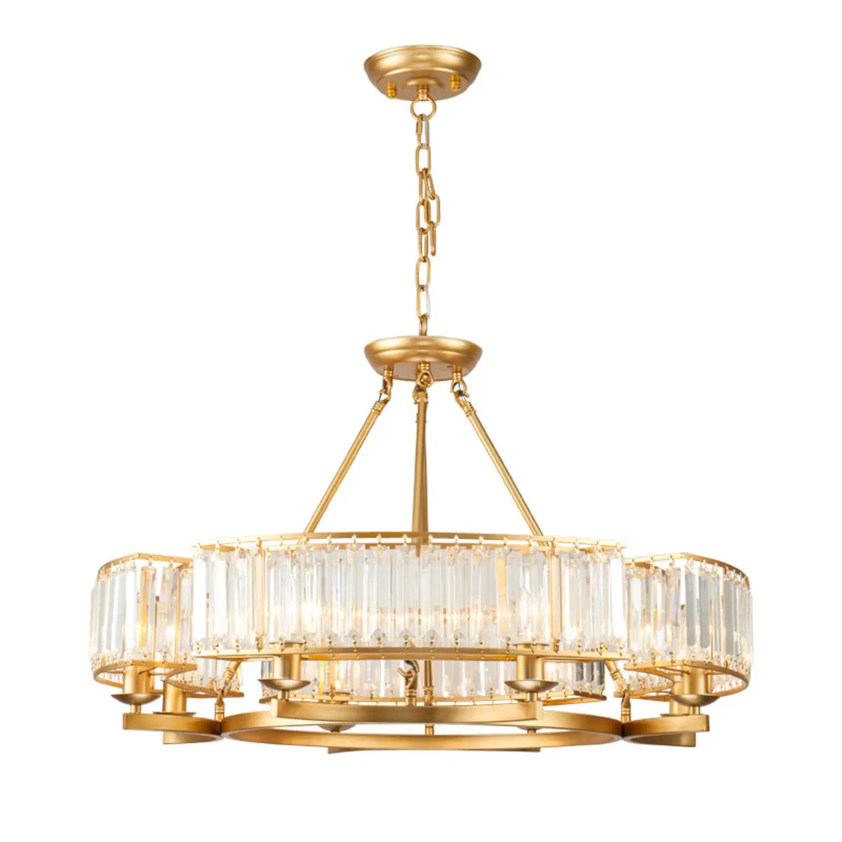 Contemporary Round Crystal Gold Living Room Chandelier Image - 5