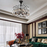 Modern Round Crystal Chandelier Living Room Black Image - 4