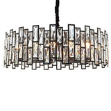 Modern Round Crystal Chandelier Living Room Black Image - 6