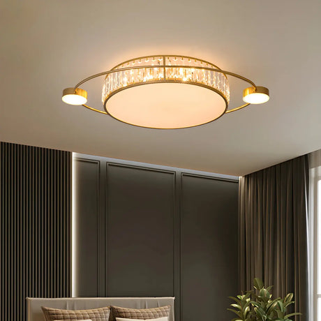 Modern Round Crystal Dimmable Flush Mount Ceiling Light Image - 1