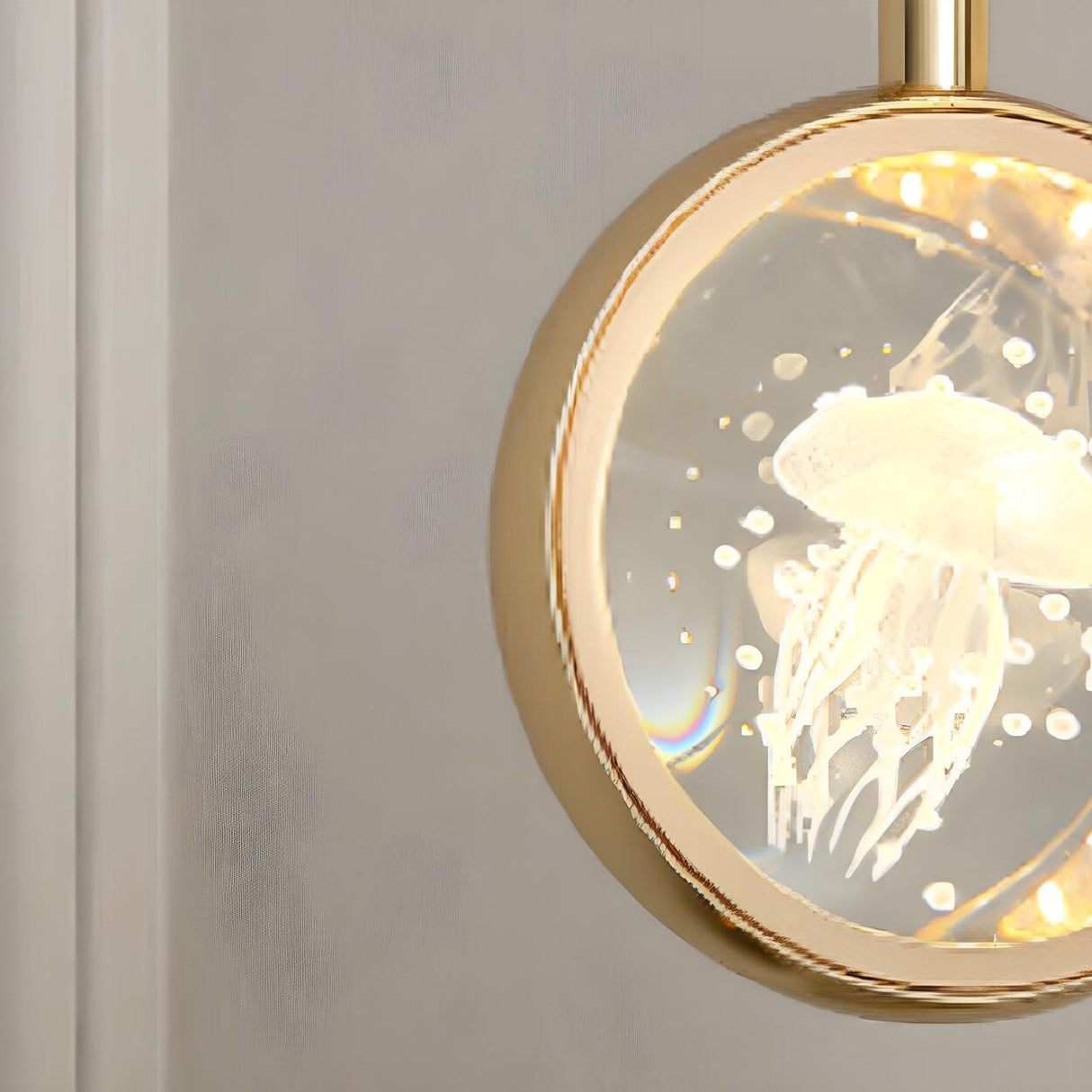 Modern Round Crystal Jellyfish Bedroom Pendant Light Image - 10