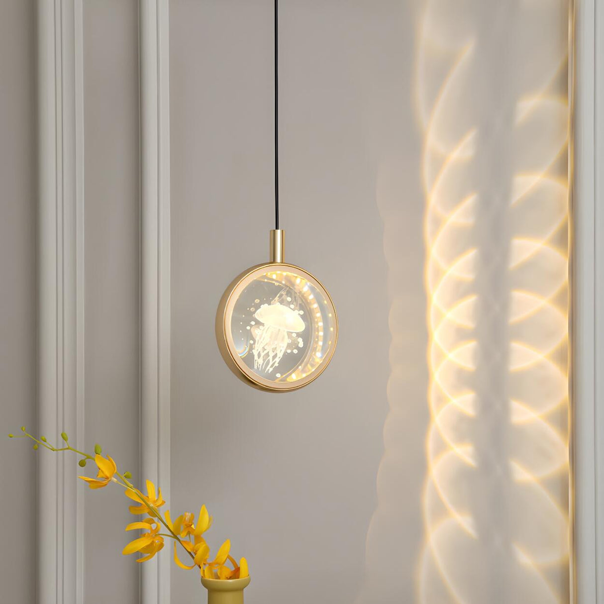 Modern Round Crystal Jellyfish Bedroom Pendant Light Image - 6