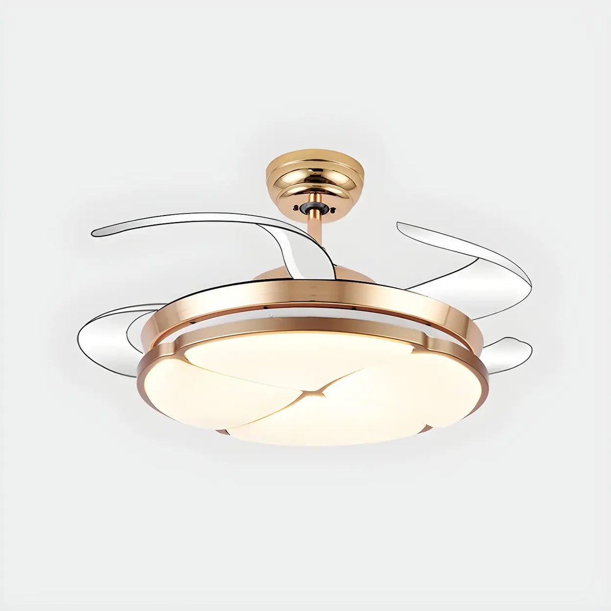 Modern Round Drum Shape White LED Ceiling Fan Light Image - 3