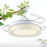 Modern Round Drum Shape White LED Ceiling Fan Light Image - 5