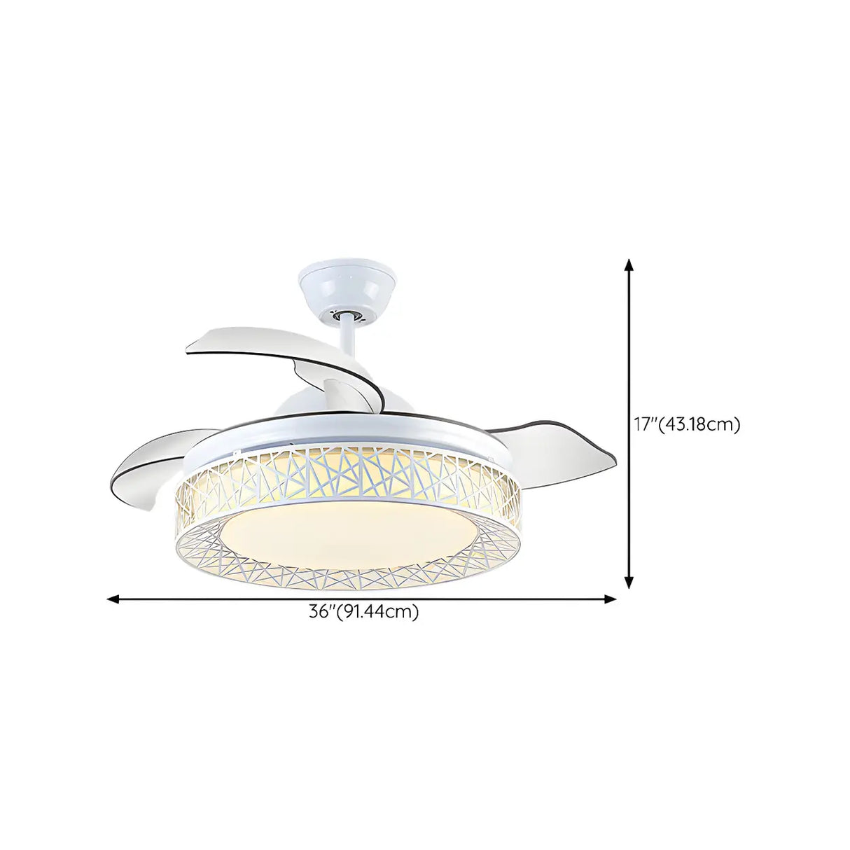 Modern Round Drum Shape White LED Ceiling Fan Light 