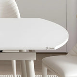 Modern Round Extendable Stone Dining Table White Drop Leaf Image - 7