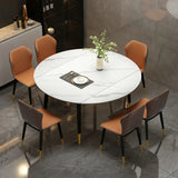 Modern Round Extendable Stone Marble Dining Table Image - 1