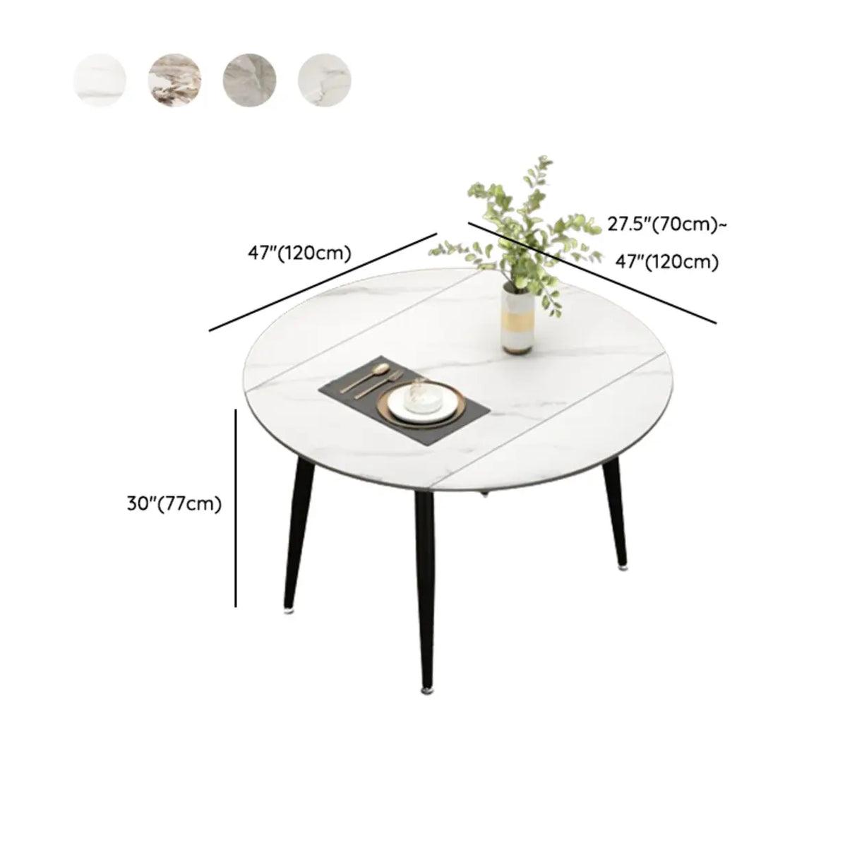 Modern Round Extendable Stone Marble Dining Table 