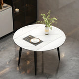 Modern Round Extendable Stone Marble Dining Table Image - 2