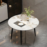 Modern Round Extendable Stone Marble Dining Table Image - 3