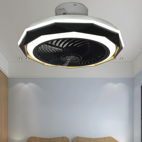 Modern Round Flush Bladeless Ceiling Fan with Light Image - 1