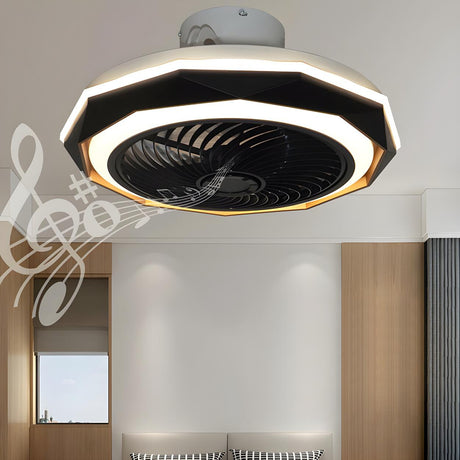 Modern Round Flush Bladeless Ceiling Fan with Light Image - 2