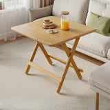 Modern Round Folding Wood Dining Table Natural Finish Image - 11