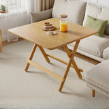 Modern Round Folding Wood Dining Table Natural Finish Image - 15