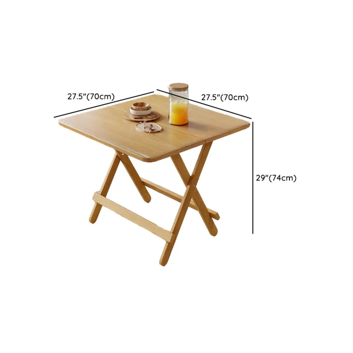 Modern Round Folding Wood Dining Table Natural Finish 