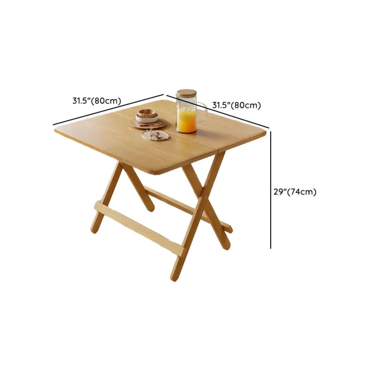 Modern Round Folding Wood Dining Table Natural Finish Image - 17