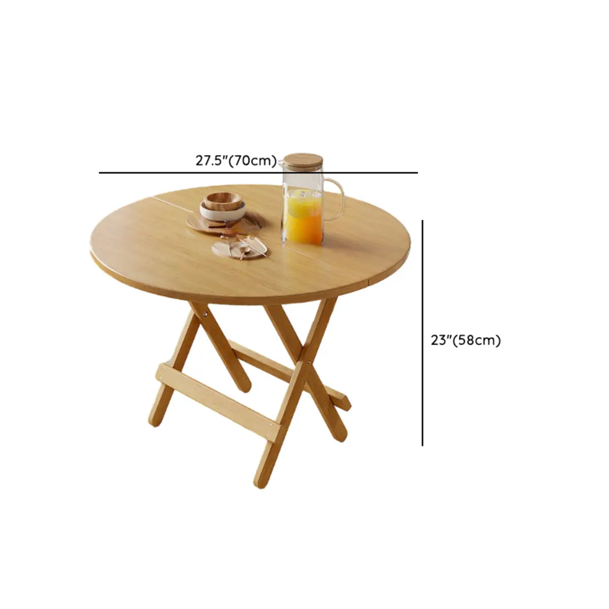 Modern Round Folding Wood Dining Table Natural Finish Image - 20