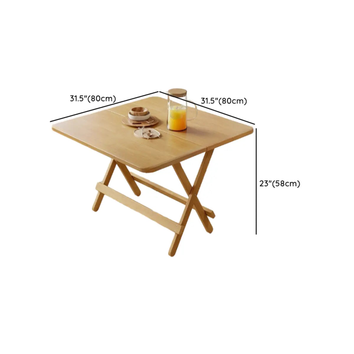 Modern Round Folding Wood Dining Table Natural Finish Image - 21