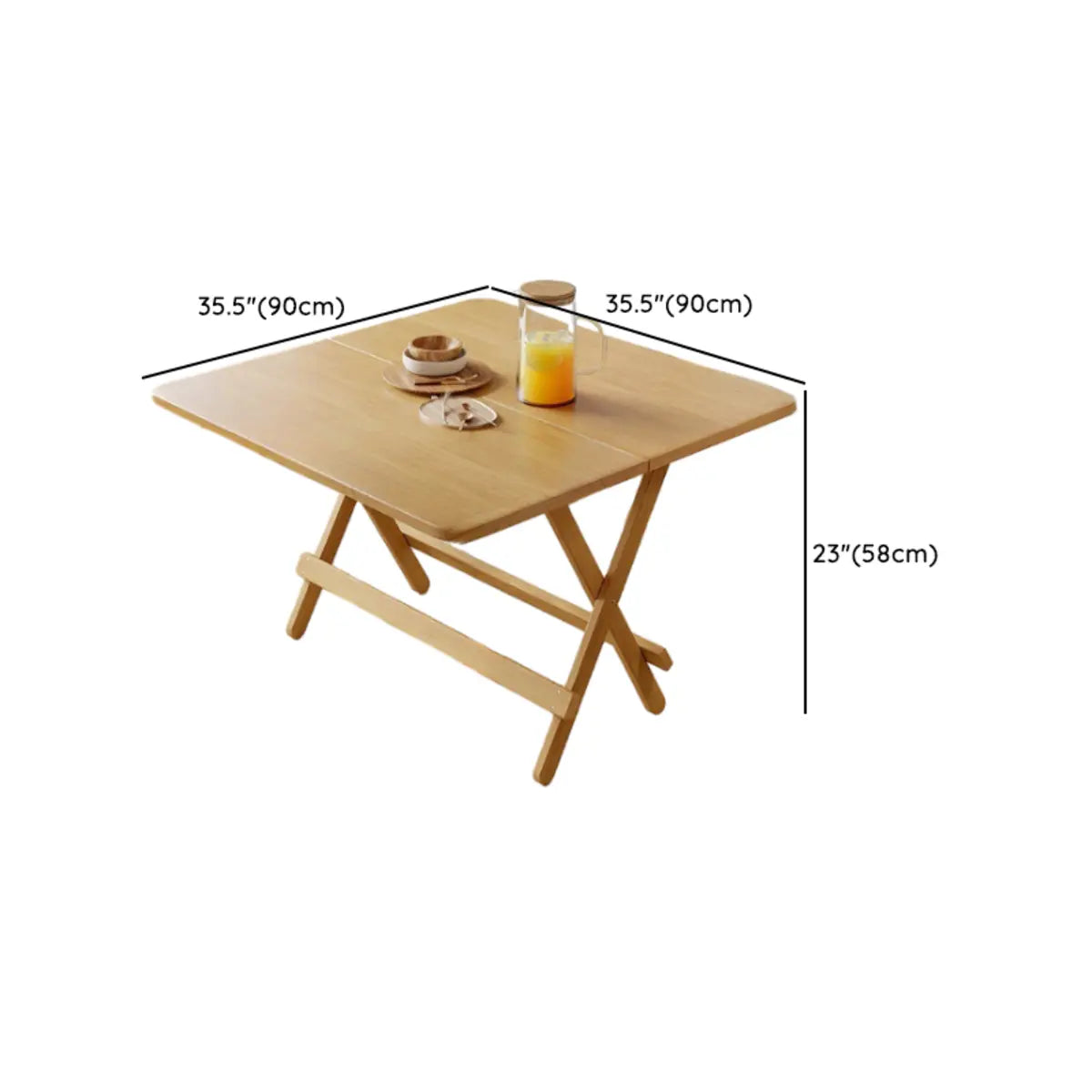 Modern Round Folding Wood Dining Table Natural Finish Image - 22