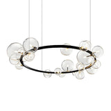 Modern Round Glass Ball Dining Room Black Chandelier Image - 7