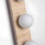 Modern Round Glass Beige Stone Fixture Wall Sconce Image - 11