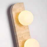 Modern Round Glass Beige Stone Fixture Wall Sconce Image - 12