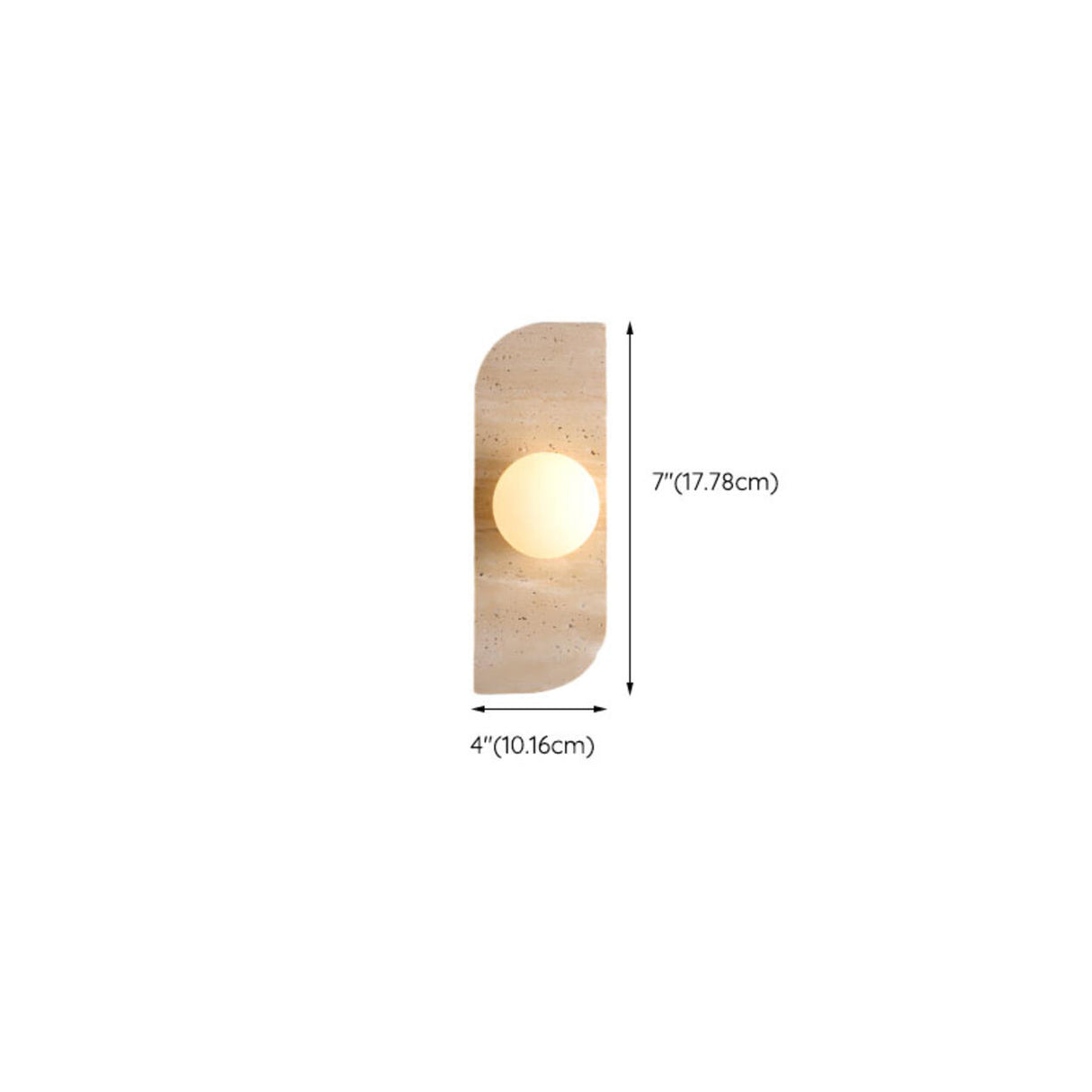 Modern Round Glass Beige Stone Fixture Wall Sconce 