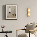 Modern Round Glass Beige Stone Fixture Wall Sconce Image - 7