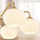 Modern Round Glass Ceiling Light Gold 8-Bulb Chandelier Image - 11