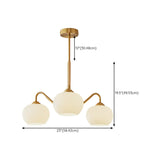 Modern Round Glass Ceiling Light Gold 8-Bulb Chandelier #size