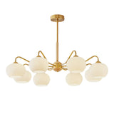 Modern Round Glass Ceiling Light Gold 8-Bulb Chandelier Image - 8